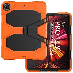 Edikesy Fodral för iPad Pro 12,9 tum (5:e generationen, modell 2021), stötsäkert skyddsfodral med Kickstand 3-i-1 mjuk silikon hård PC-väska stativfunktion fodral skydd