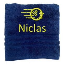 Asciugamano personalizzato con nome Nome sportivo splendidamente ricamato Asciugamano da bagno Asciugamano in cotone 100% personalizzato con nome (140 x 70 cm, Bowling 2)
