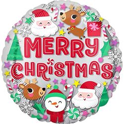 amscan- Buon Babbo Natale e Renne, 1 Pezzo, Rosso, Taglia unica, 4204901