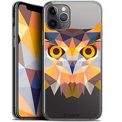Caseink Beschermhoes voor Apple iPhone 11 Pro Max (6,5) [Gel HD Bedrukt in Frankrijk, Polygon Serie Animal – Zacht – Ultradun] Uil