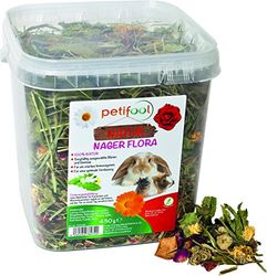 petifool Knaagdier Flora 430 g - volledig voer voor knaagdieren - natuurlijk knaagdiervoer voor konijnen en cavia's - zonder kunstmatige toevoegingen - 100% natuur - diervriendelijk voer - kruiden en