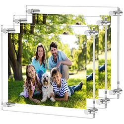 NIUBEE Clear Acrylic 8x10 Wall Mount Picture Frame, Floating Frames for Photography Display (3 Pack)