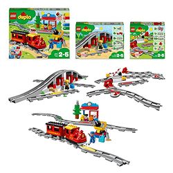 LEGO DUPLO Town Treno a Vapore più Binari Ferroviari più Ponte e Binari Ferroviari, Giochi per Bambini di 2-5 Anni