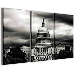 Kunstdruk op canvas, States of America moderne foto's van 3 panelen, klaar om op te hangen, 100 x 70 cm