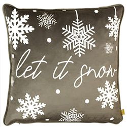 furn. Let It Snow Polyester Gevuld Kussen, Grijs, 43 x 43 cm