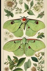 Notebook: Luna Moth Butterfly Vintage Botanical