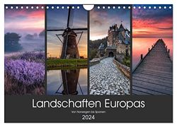 Landschaften Europas (Wandkalender 2024 DIN A4 quer), CALVENDO Monatskalender: Bilder von 12 atemberaubenden Orten in Europa