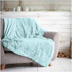 GC GAVENO CAVAILIA Teddy Fleece Duvet Hug & Snug Throw Snuggle Warm Cushion Cover, Duck Egg-Blanket, Double (150x200 Cm)
