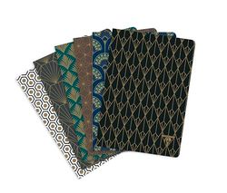 Clairefontaine - 192036C - Un paquet de 6 Carnets Cousu fil 96 Pages Lignées Ivoire 90G A5-14,8x21CM - Collection Neo Deco Automne-Hiver - Carte avec pelliculage, finition Or - 6 motifs assortis
