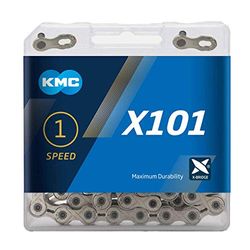 KMC Chain X101 Silver, 1/2''x1/8'', Nickel plated Single speed 112, 1 pcs/box