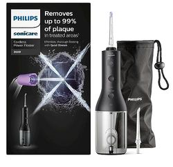 Philips Sonicare Irrigatore Orale Power Flosser 3000 cordless - Per denti e gengive - Nero (modello HX3826/33)