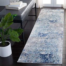 SAFAVIEH Hedendaags tapijt voor woonkamer, eetkamer, slaapkamer - Aston Collection, korte pool, lichtblauw en grijs, 61 x 213 cm