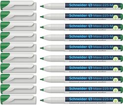 Schneider Maxx 225M universele marker (niet-permanent, vochtig afwasbaar, 1,0 mm) verpakking van 10 stuks groen