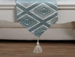 CAMINO BORDADO ROMBOS TURQUESA 30X180 CMS. 180x30x0,5 cms