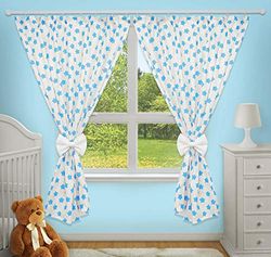 LUXURY DECORATIEVE BURTAINS VOOR BABY ROOM MATCHING MET ONZE NURSERY BEDDING SETS (Big turquoise sterren op witte achtergrond)