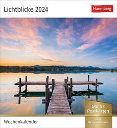 Lichtblicke Postkartenkalender. Kalender zum Aufstellen oder Aufhängen. Postkarten-Tischkalender 2024 mit stimmungsvollen Motiven und Naturaufnahmen: Wochenkalender mit 53 Postkarten