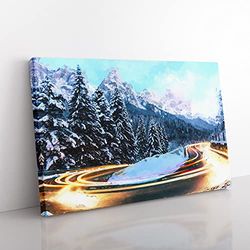 Road By The Mountains In Abstract Modern Art Canvas Wall Art Print Ready to Hang, Framed Picture for Living Room Bedroom Home Office Décor, 60x40 cm (24x16 Inch)