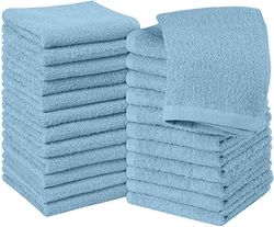 Utopia Towels Cotton Washcloths Set - Pack of 24-100% Ring Spun Cotton, Premium Quality Flannel Face Cloths, Highly Absorbent and Soft Feel Fingertip Towels (24 Pack, Sky Blue)