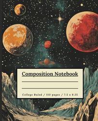 Composition Notebook: 110 Pages College Ruled | Aesthetic Journal | Vintage Astronomy Illustration | Perfect for Students and Scientists