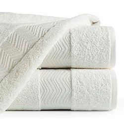 Eurofirany Cotton Bathroom Hand Towels with Zigzag Pattern Metal Stitching and Metal Border Set of 6 Oeko-Tex 50 x 90 cm