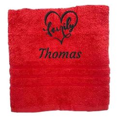 Asciugamano personalizzato con nome splendidamente ricamato Asciugamano da bagno Asciugamano in cotone 100% Asciugamano da bagno con nome (100 x 50 cm, Famiglia)