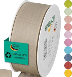 Halbach Seidenbänder Cadeaulint, breedte 40 mm, lengte 25 m, lint made in Germany, cadeaulinten in verschillende kleuren en breedtes, perfect voor verpakking en decoreren, kleur: linnen