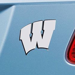 FANMATS 14935 NCAA University of Wisconsin Badgers Chrome Team Emblem,3"x3.2"