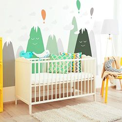 Stickers muraux Enfants - Décoration Chambre bébé - Autocollant Sticker Mural géant Enfant Montagnes scandinaves LELIKA - 60x90cm