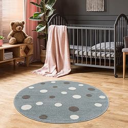 Jimri Tappeto per bambini Dots con pois - Tappeto per la camera dei bambini - Tappeti per la camera dei bambini (menta, diametro 120 cm, rotondo)