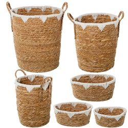 SET 6 CESTOS HIERBA DE MAR NATURAL+ ALGODÓN BLANCO_°40X47+°34X42+°28X37+34X25X16