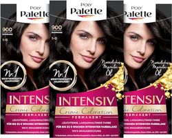 Palette Intensiv Creme Coloration 1-0/900 Nero Livello 3 (3 x 115 ml), colore permanente per capelli fino a 8 settimane di lucentezza intensa e copertura 100% grigio