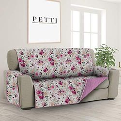 PETTI ARTIGIANI ITALIANI - Fundas Sofa, Funda Sofa 1 Plaza, Funda de Sofa Reversible, Cubre Sofas, Funda de Sofa y Funda de Sillon, 100% Made in Italy, Flores Blancas