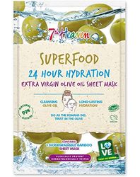7th Heaven Superfood Intense Hydration Extra Virgin Olive Oil Biodegradable Bamboo Sheet Mask to Cleanse Skin for Long Lasting Hydration - Ideal for All Skin Types