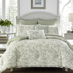 Laura Ashley Set Amberley, Cotone, Salvia/Bianco Sporco, Queen