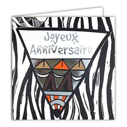 Afie 22101 kaart met envelop, vierkant, 15 x 15 cm, zilverkleurig, glanzend, gestructureerd, zebrapatroon, etno-chic, kleine boodschap, woorden voor u, feesten, gemaakt in Frankrijk