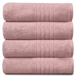 GC GAVENO CAVAILIA New Hampton Hand - Juego de 4 Toallas de Lujo Ultra Suaves y Extra absorbentes, 100% algodón Hilado en Anillo, Egipcio, Rosa Rubor, 50 x 80 cm