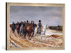 Kunst für Alle ' – Fotografía enmarcada de Jean Louis Ernest Meissonier – Napoleón (1769 – 1821) on Campaign en 1814, 1864, de impresión handgefertigten imágenes de Marco, 60 x 40 cm, Plata Raya