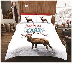 Noel Santa Duvet Cover King Size, Washable Deer Bedding Quilt Cover With Soft Pillow Case 2 Pack, Multi