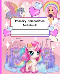 Unicorn Primary Composition Notebook: A Story Journal With Dotted Midline And Pictures For Little Girls Grades K2