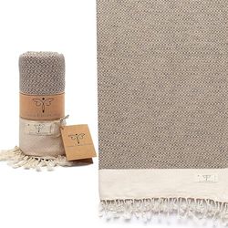 Smyrna - Toalla de Playa turca Original de la Serie Vintage, 100% algodón, prelavada, 37 x 71 Pulgadas, Toalla de baño turca para SPA, Playa, Piscina, Gimnasio y baño (Latte)