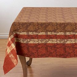 SARO LIFESTYLE 3978.TC70104B Récolter La Lune Collection 100% katoenen hoes Leaf Design Tablecloth, 70" x 104", terracotta 70" terracotta