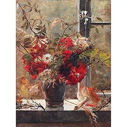 Artery8 Tuxen Flowers Mushroom Window Sill Painting Unframed Wall Art Print Poster Home Decor Premium