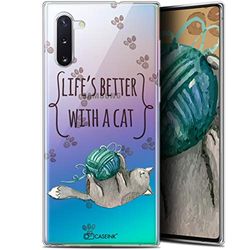 Caseink Fodral för Samsung Galaxy Note 10 (6.3) [HD gel tryckt i Frankrike citat design kollektion Life's Better with a Cat - mjukt - ultratunt]