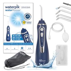 Waterpik Advanced - Hydropulseur Dentaire Sans Fil, Jet Dentaire Portable Rechargeable avec Câble USB, Élimine la Plaque, 3 Niveaux de Pression, Bleu (WP-583EU)