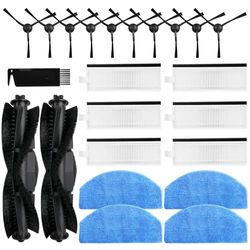 Vacking Replacement Parts fit for Tikom G8000/G8000 Pro, Honiture G20/G20 Pro, Airzeen G20 Pro, Laresar Evol 3/Evol 3s Vacuum Accessories, 2 Roller Brush,4 Mop Pad,6 Filter,10 Side Brush,1 Clean Tool