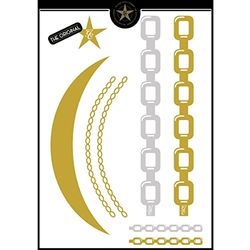 The Glam Tattoo Company – Tatouages métalliques temporaires, Couleur Or (Communication Grafica 2016 GT9)