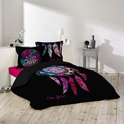 Douceur d'Intérieur, Juego de Ropa de Cama de 3 Piezas (260 x 240 cm), diseño de Amuleto de la Suerte, 100% algodón