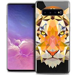 Caseink fodral för Samsung Galaxy S10+ (6.4) fodral [kristallgel HD polygon serie djur - mjuk - ultratunn - tryckt i Frankrike] tiger