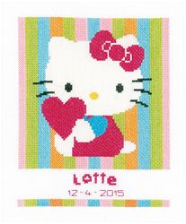 Vervaco borduurpakket telpatroon Hello Kitty gestreept, katoen, meerkleurig, 19 x 23 x 0,3 cm