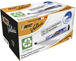 BIC Velleda 1751 ECOlutions Whiteboard Pens, Black, Box of 12 - Low-Odor Erasable Pens for Office or School